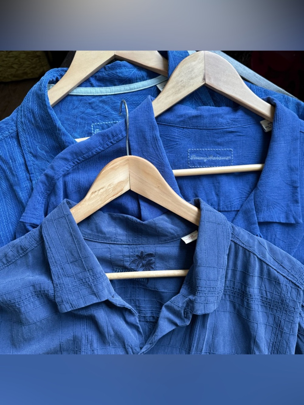 Tommy Bahama Lot of 3 Mens 3XB 3XLB 100% Silk Blue Navy Hawaiin Shirts Camp
